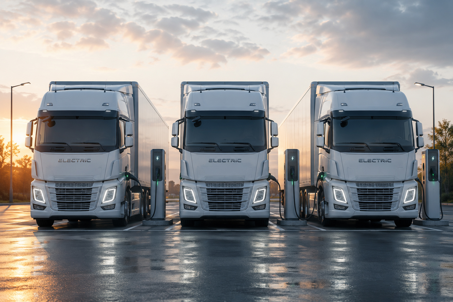 Camions électriques en charge